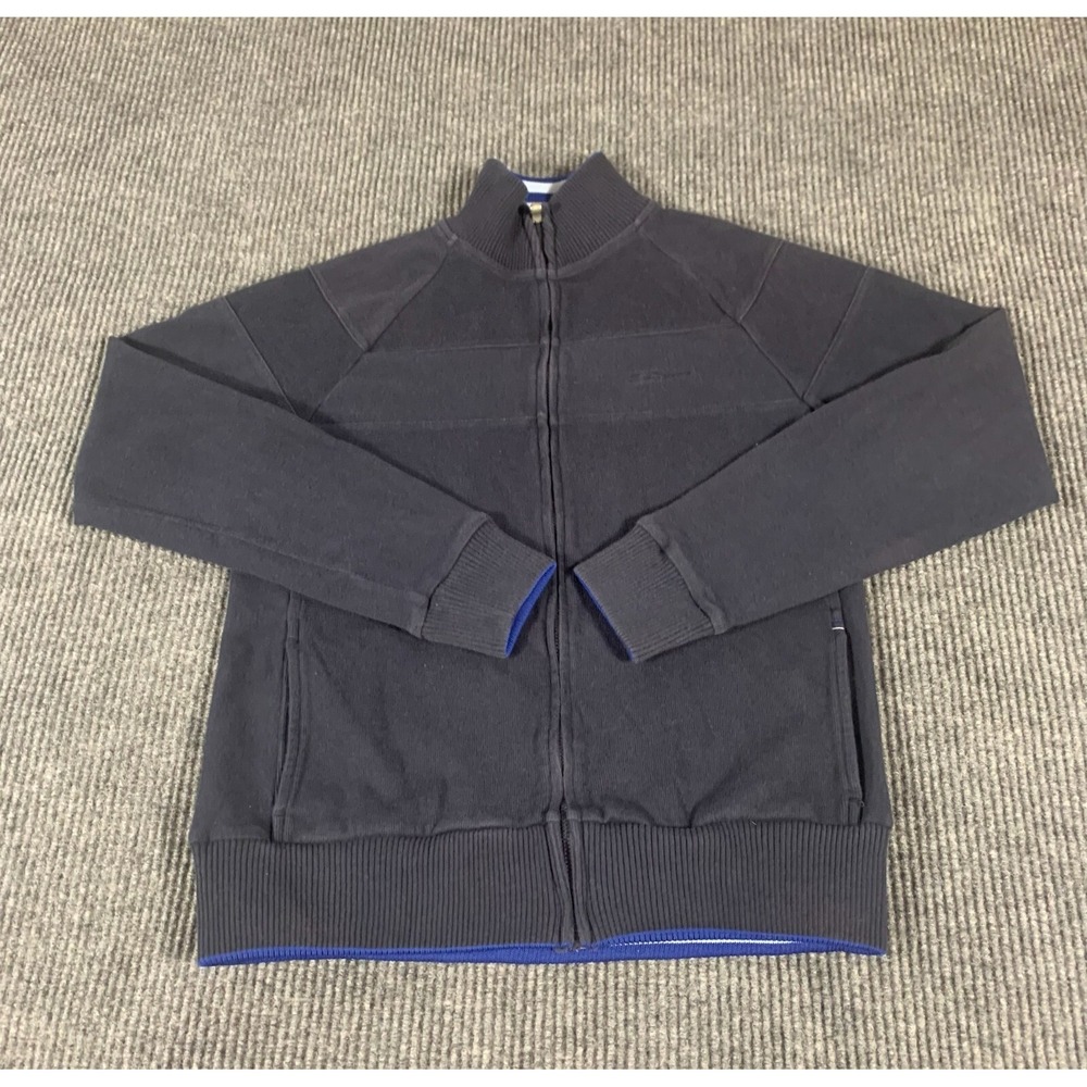 Ben Sherman Sweater Mens Large Blue Full Zip Pockets Embroidered Mock Cotton‎